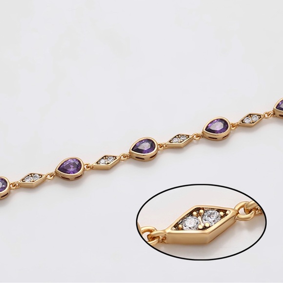 Amethyst Bracelet Drop 18k Gold Plated Luxury Jewelry - Picture 6 of 10